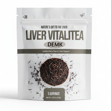 DEMK By Lily Hart Liver VitaliTea — organic herbal tea pouch with dandelion root and burdock root.