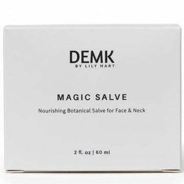 DEMK By Lily Hart Magic Salve — small-batch beef tallow face balm with organic castor and rosehip oil, in gift box packaging.